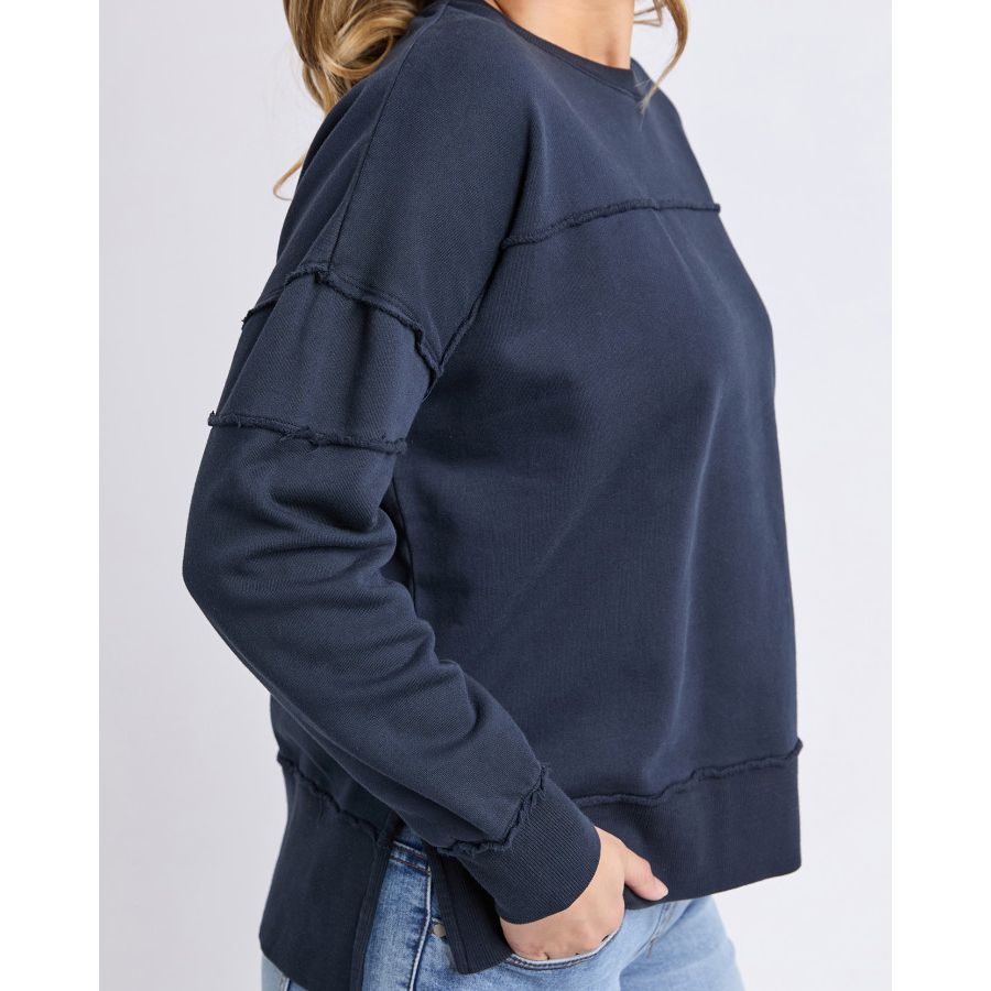 JAYNE THROW ON FLEECE - NAVY