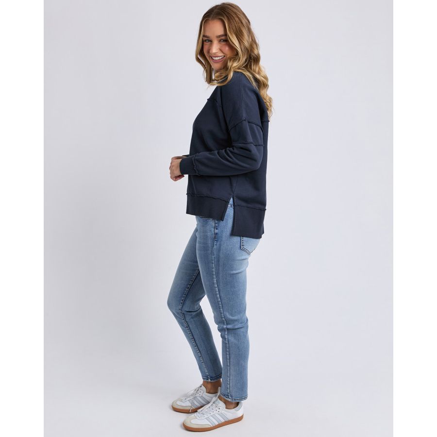 JAYNE THROW ON FLEECE - NAVY