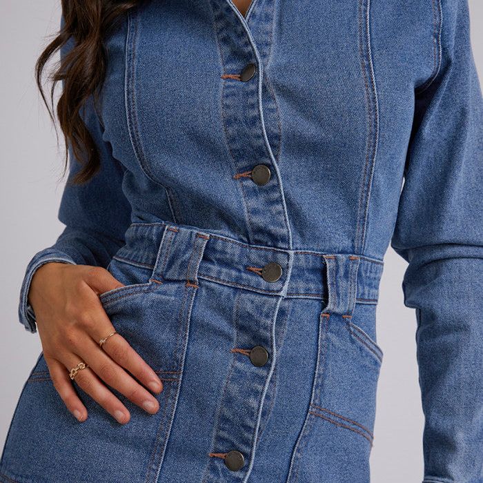 KAYLA DENIM DRESS - BLUE
