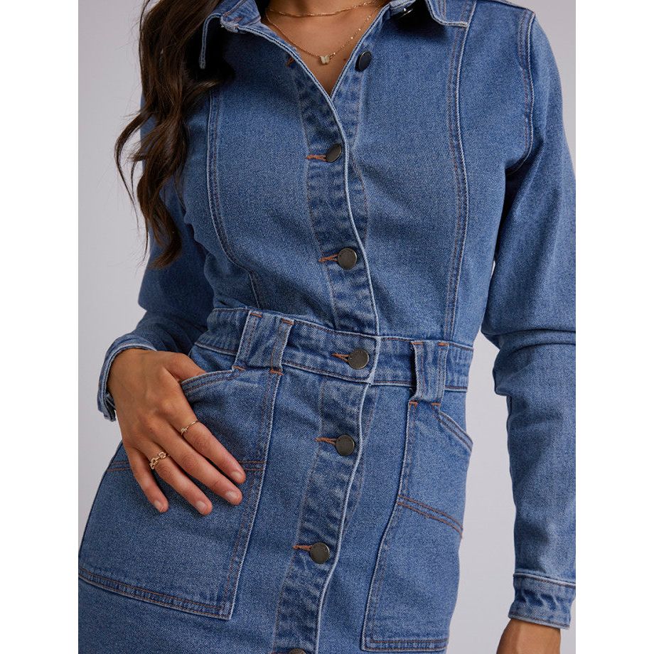 KAYLA DENIM DRESS - BLUE