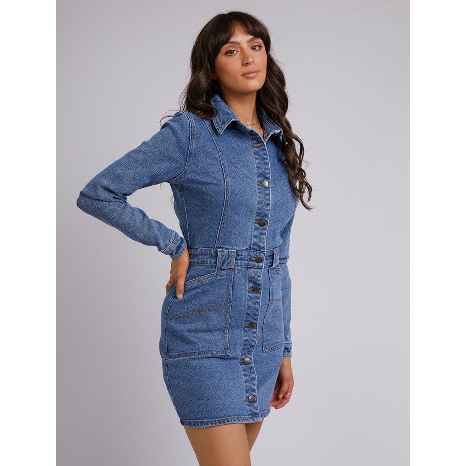 KAYLA DENIM DRESS - BLUE