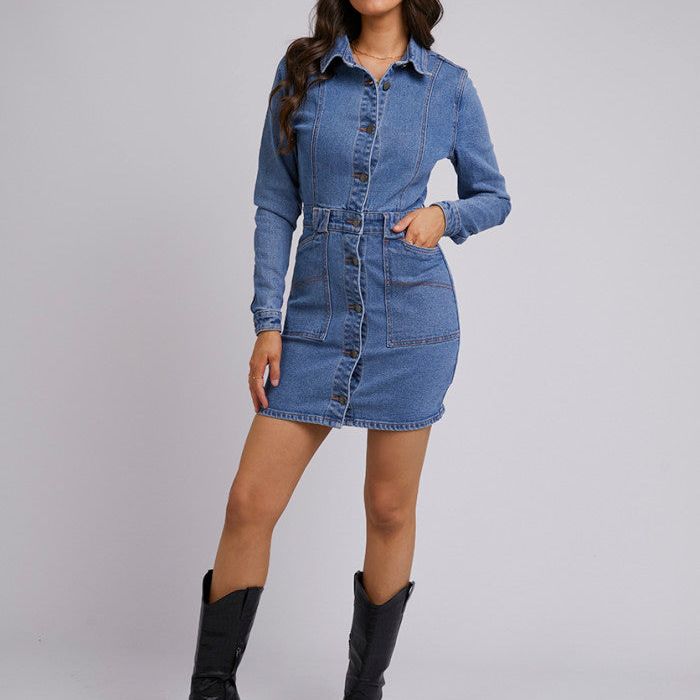 KAYLA DENIM DRESS - BLUE