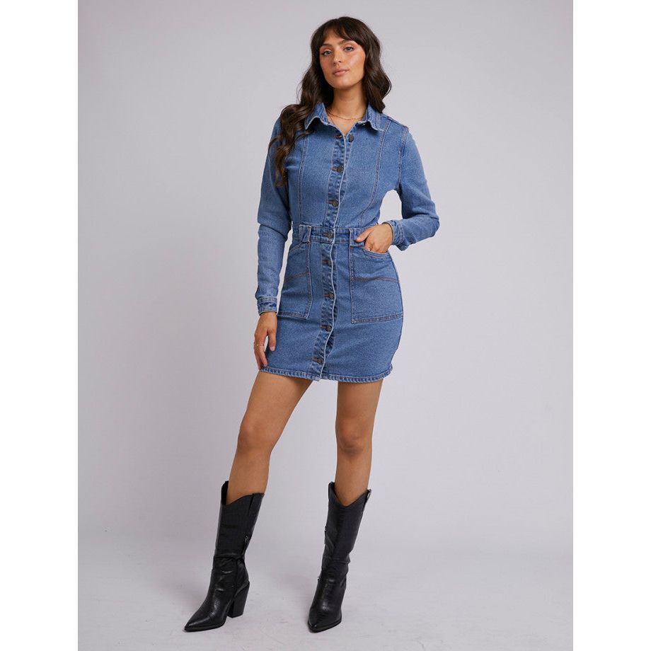 KAYLA DENIM DRESS - BLUE
