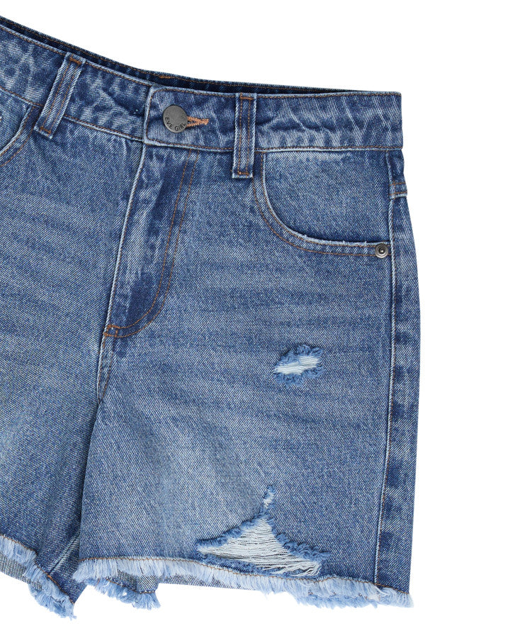 Lexi Denim Short (Size 8-16) - Mid Blue