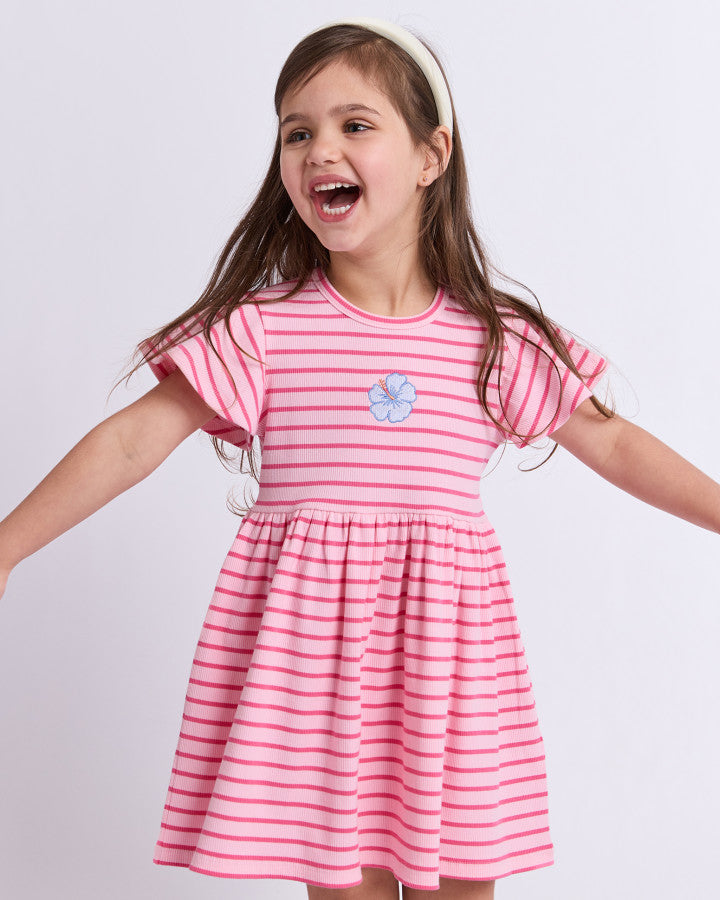 LULU RIB DRESS - PINK