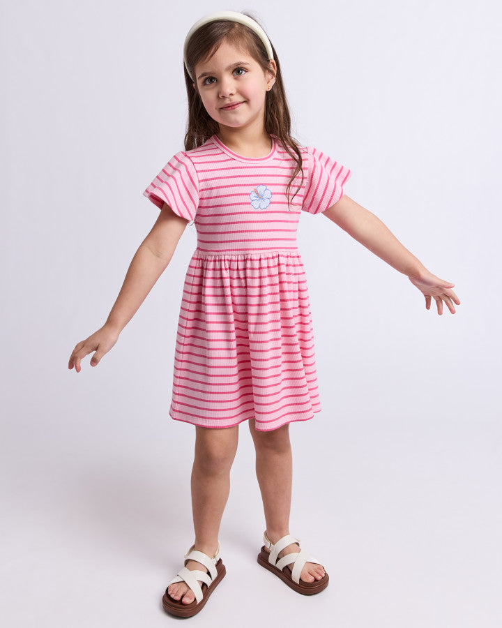 LULU RIB DRESS - PINK