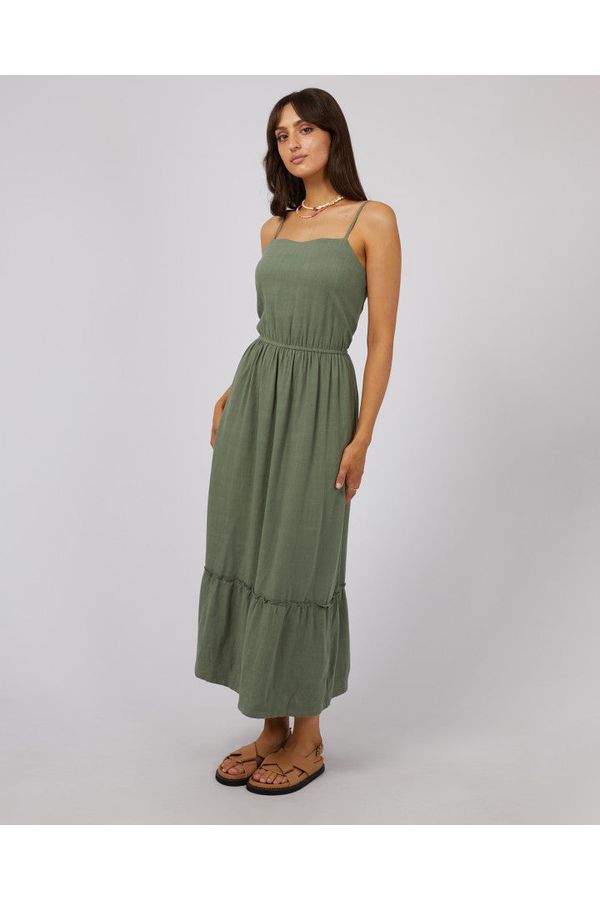 LUXE LINEN MAXI DRESS - KHAKI