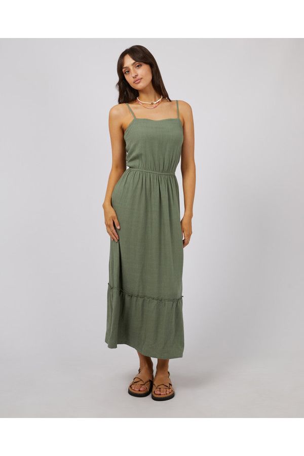 LUXE LINEN MAXI DRESS - KHAKI