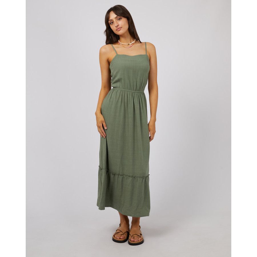 LUXE LINEN MAXI DRESS - KHAKI
