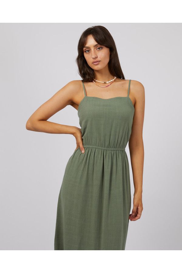 LUXE LINEN MAXI DRESS - KHAKI