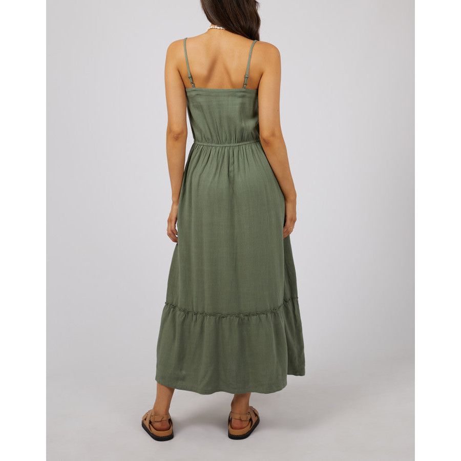 LUXE LINEN MAXI DRESS - KHAKI
