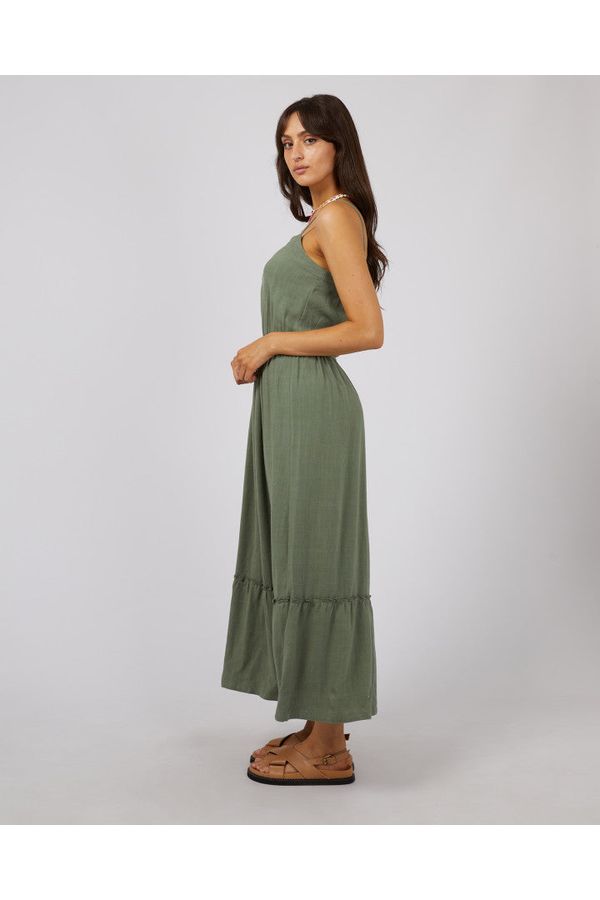 LUXE LINEN MAXI DRESS - KHAKI