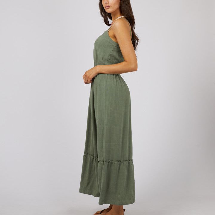 LUXE LINEN MAXI DRESS - KHAKI