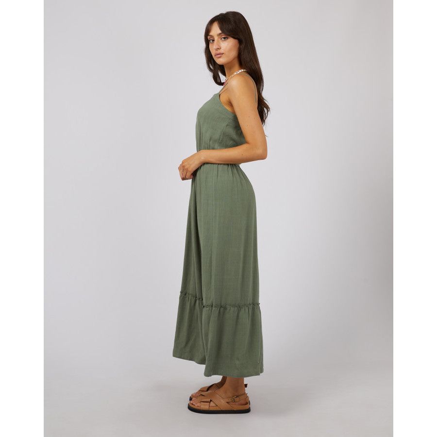 LUXE LINEN MAXI DRESS - KHAKI