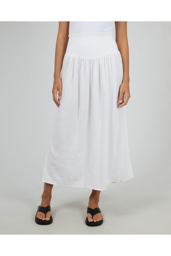 LUXE LINEN SHIRRED MAXI SKIRT - VINTAGE WHITE