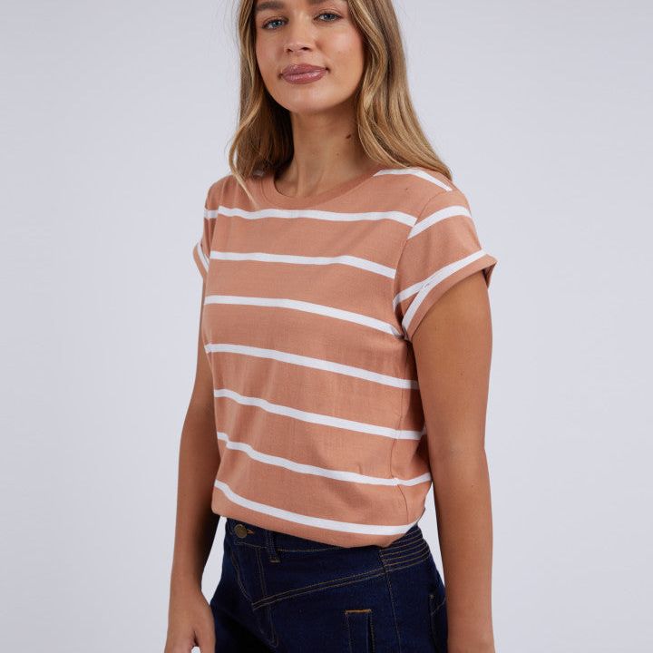 MANLY STRIPE TEE - CLAY