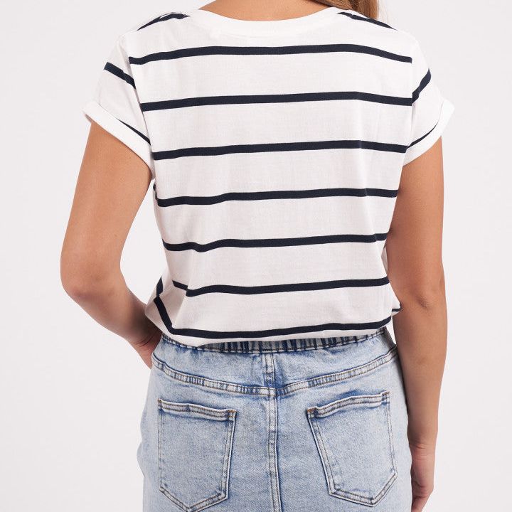 MANLY STRIPE VEE TEE