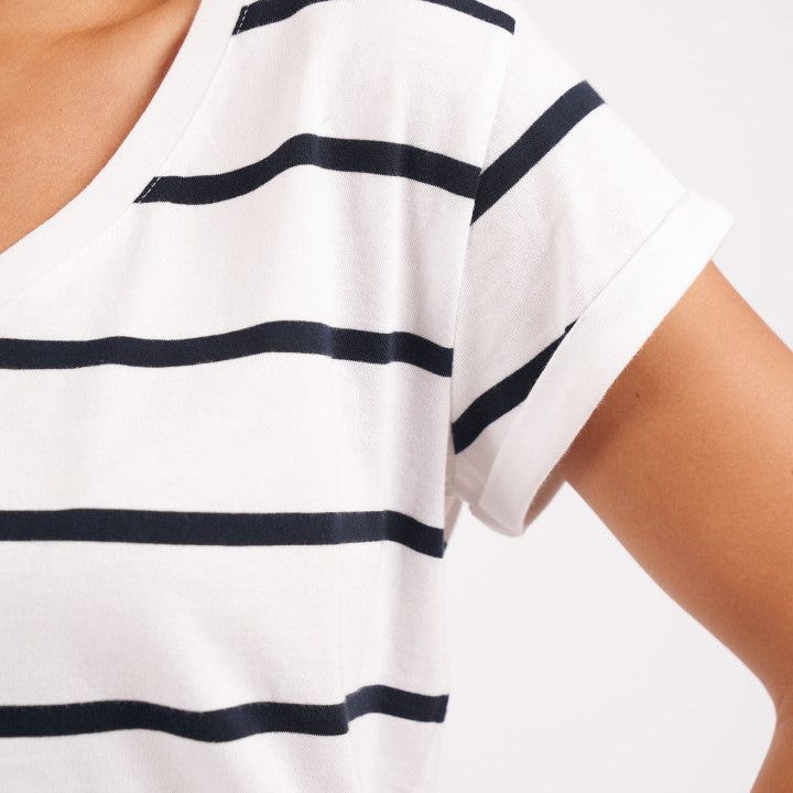 MANLY STRIPE VEE TEE