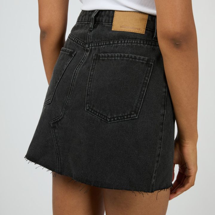 MARGOT DENIM SKIRT - WASHED BLACK