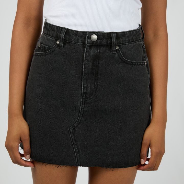 MARGOT DENIM SKIRT - WASHED BLACK