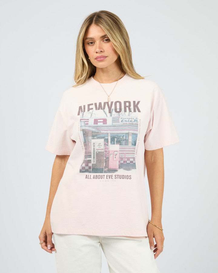 NEW YORK DINER RELAXED TEE - PALE PINK