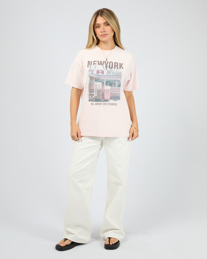 NEW YORK DINER RELAXED TEE - PALE PINK