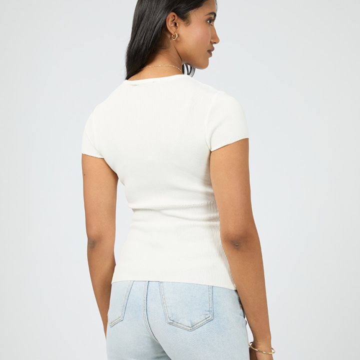 OLIVE KNIT TOP - WHITE