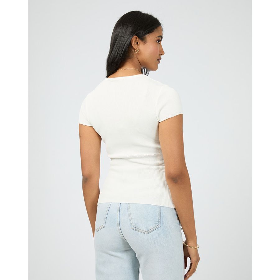 OLIVE KNIT TOP - WHITE
