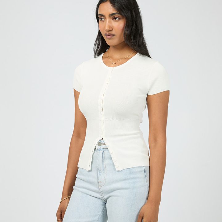 OLIVE KNIT TOP - WHITE