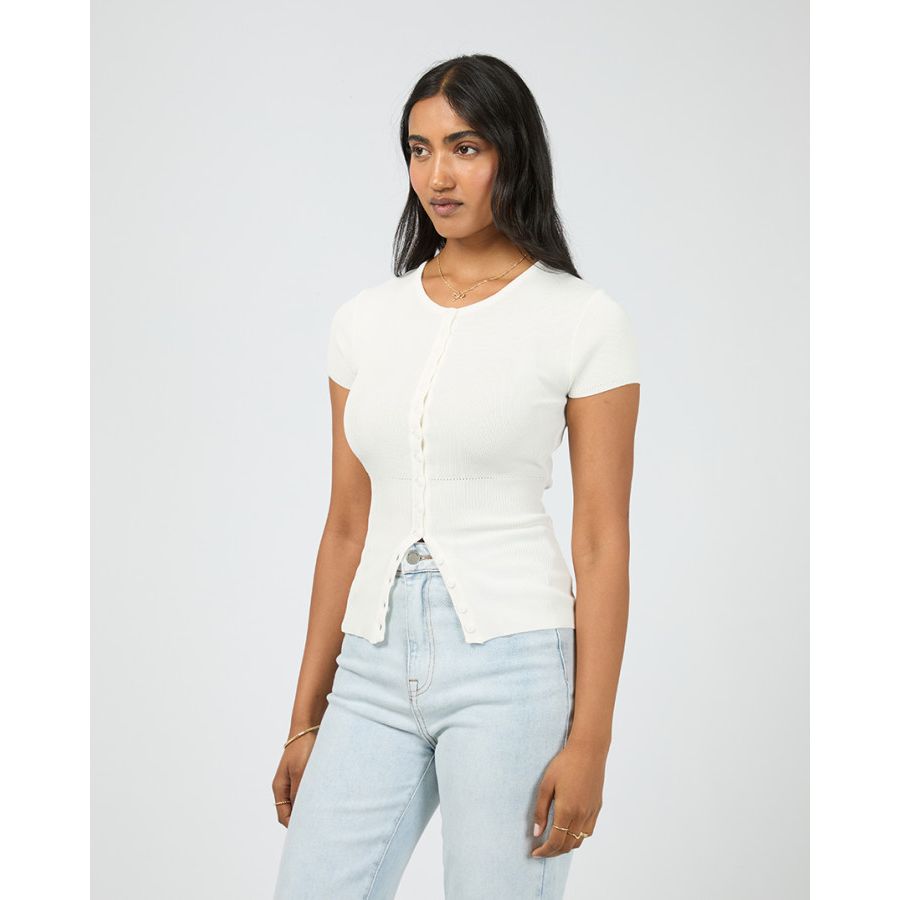 OLIVE KNIT TOP - WHITE