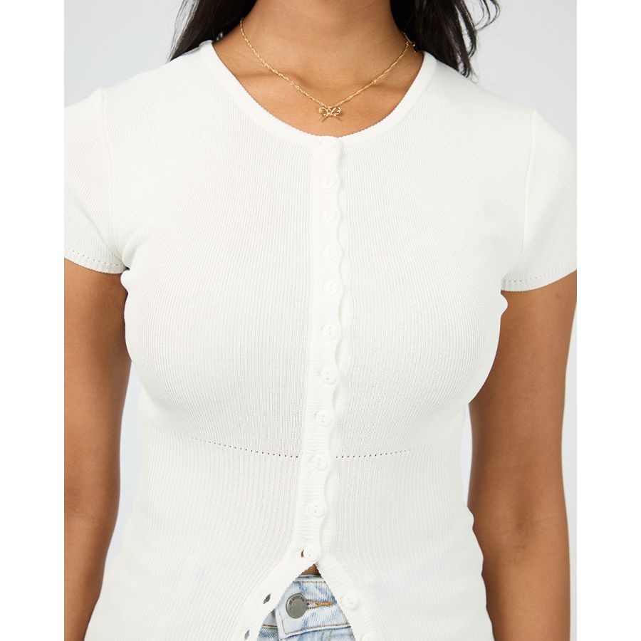 OLIVE KNIT TOP - WHITE