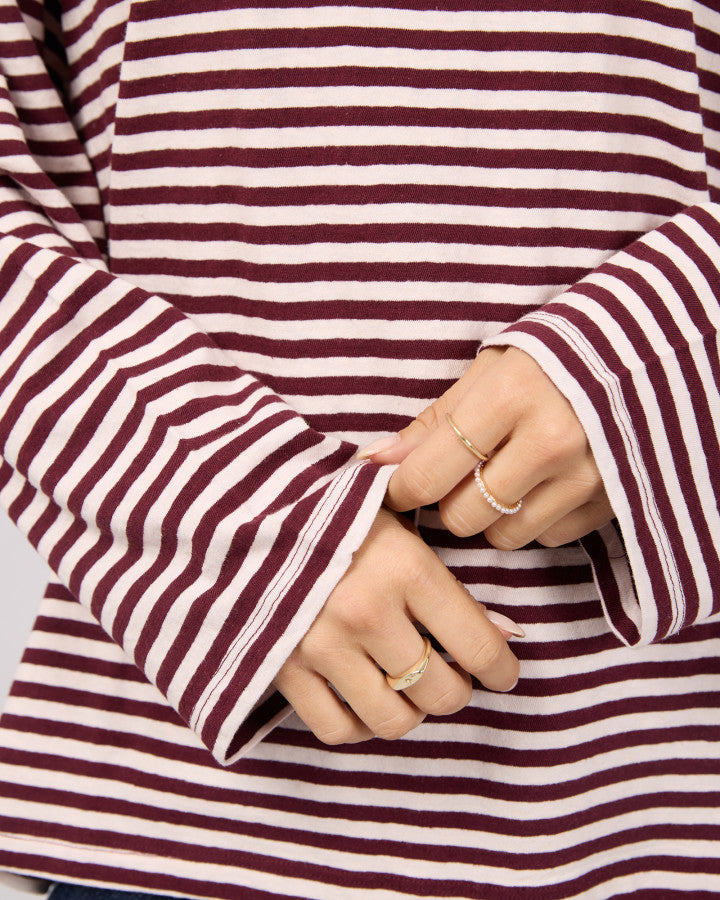 PALOMA LS STRIPE TEE - PORT