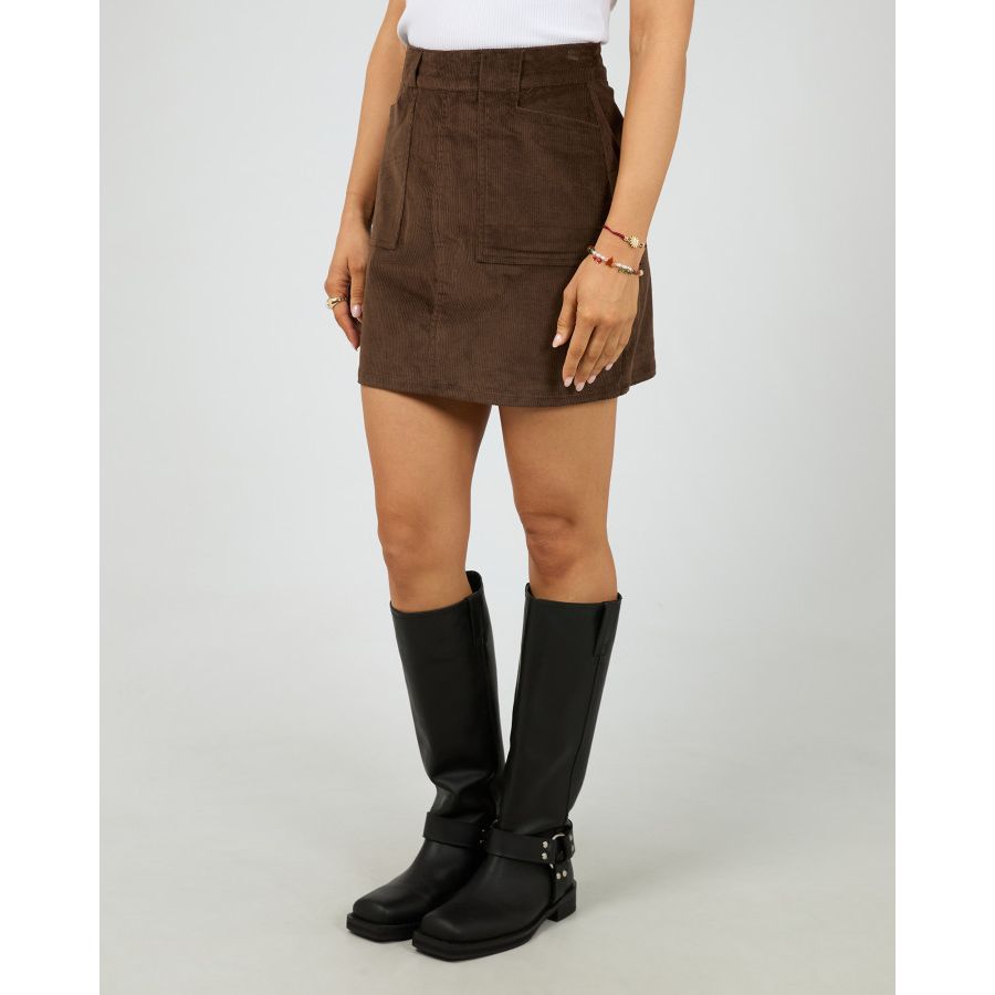 PARKER CORD SKIRT - BROWN