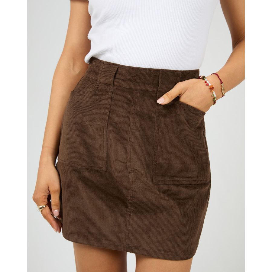 PARKER CORD SKIRT - BROWN