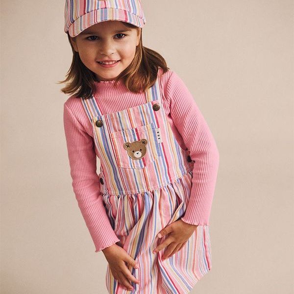 Pastel Stripe Pinafore Dress