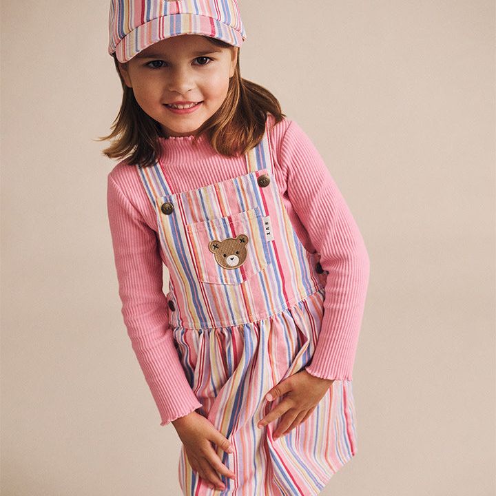 Pastel Stripe Pinafore Dress