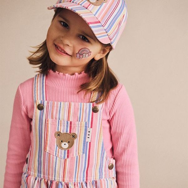 Pastel Stripe Pinafore Dress
