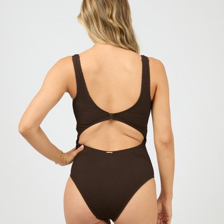 PHOENIX RIB UNDERWIRE ONE PIECE - BROWN