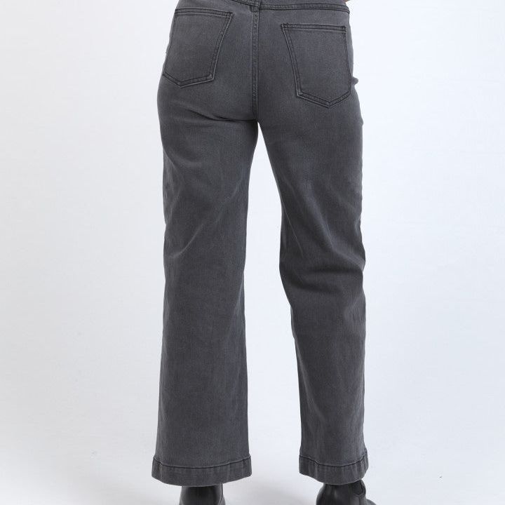 SARAH WIDE LEG JEAN - WASHED BLACK