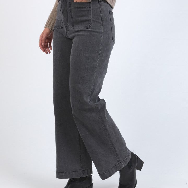 SARAH WIDE LEG JEAN - WASHED BLACK