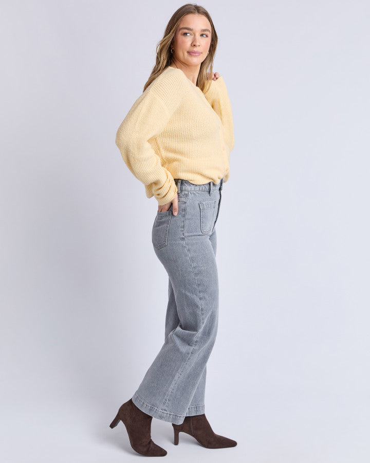 SARAH WIDE LEG JEAN - WASHED GREY