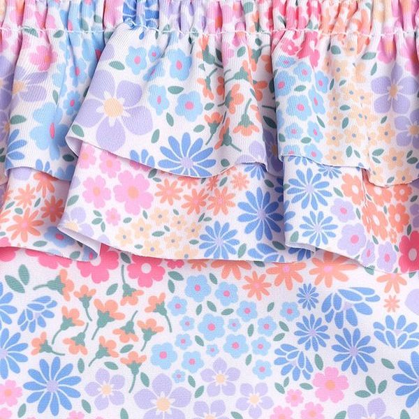Shirred Swimsuit Floral Bloom