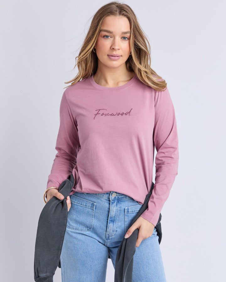 SIGNATURE LONG SLEEVE TEE - DUSTY ROSE