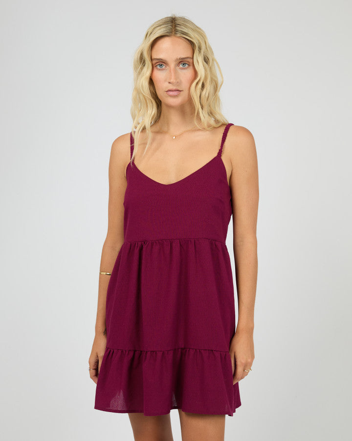 SOLEIL MINI DRESS - WINE