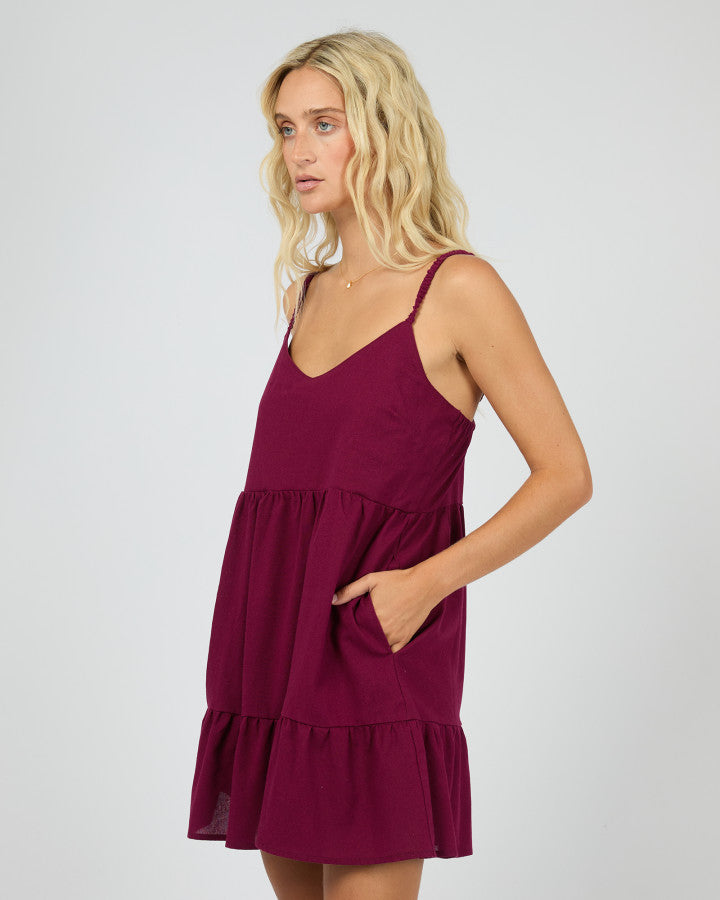 SOLEIL MINI DRESS - WINE