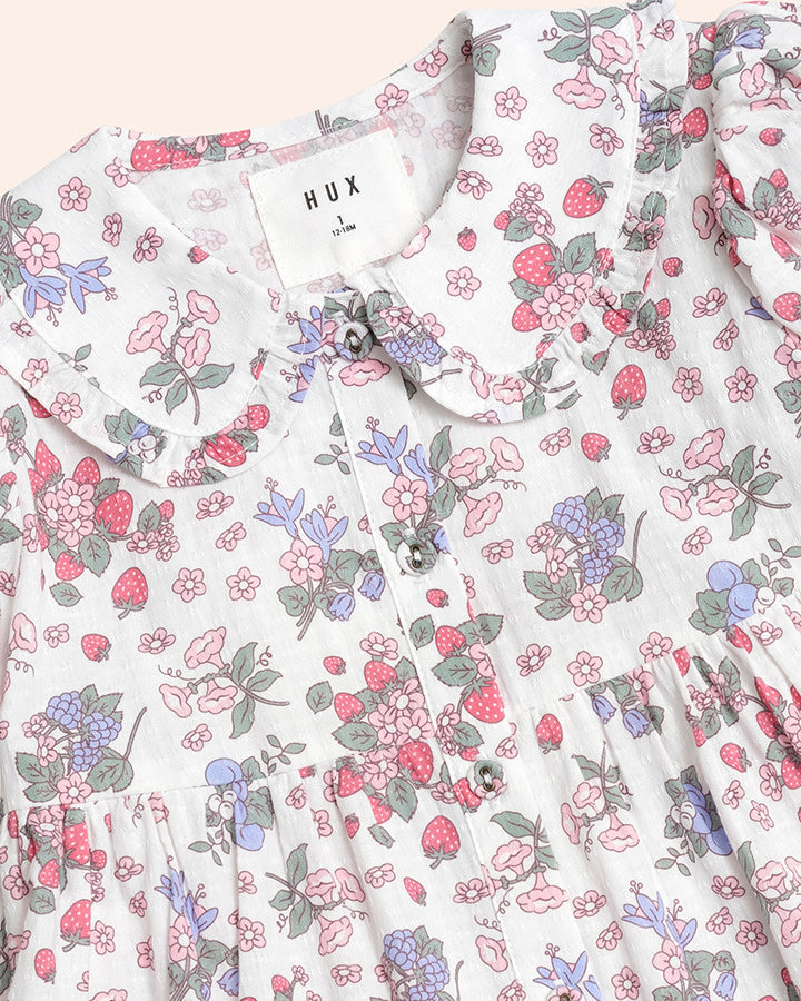 Stawberry Garden Tiered Smock Dress