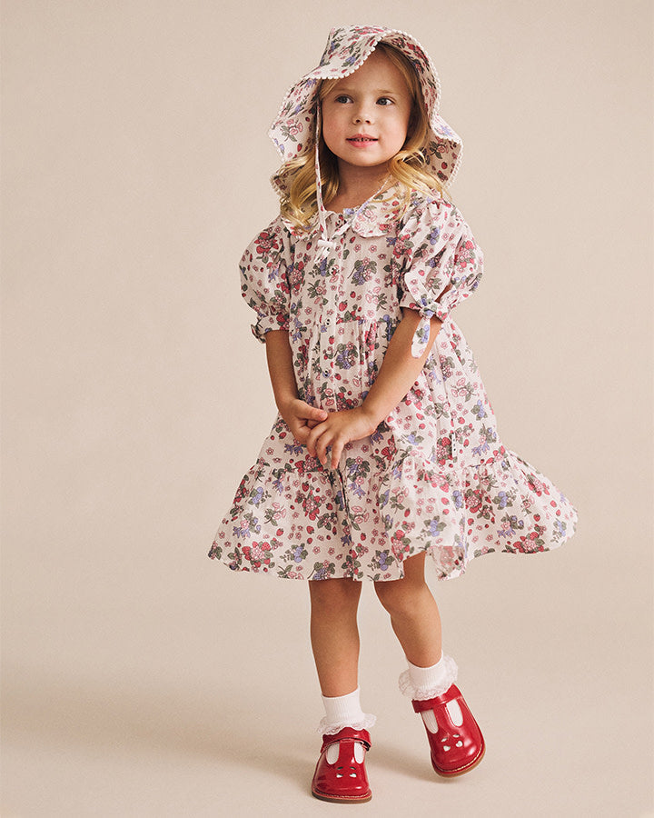 Stawberry Garden Tiered Smock Dress