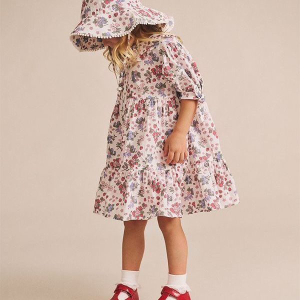 Stawberry Garden Tiered Smock Dress