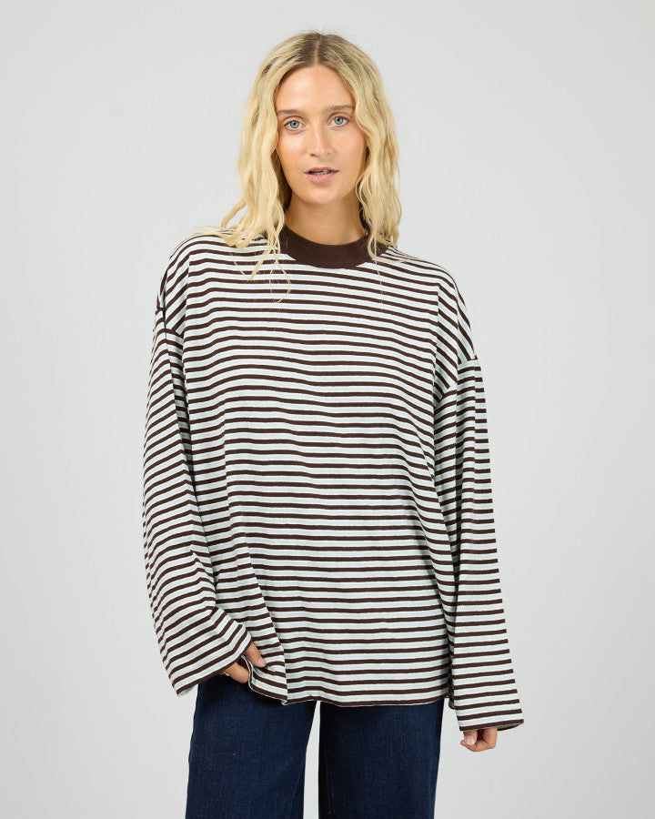 WINNIE LS STRIPE TEE - OCEAN BLUE