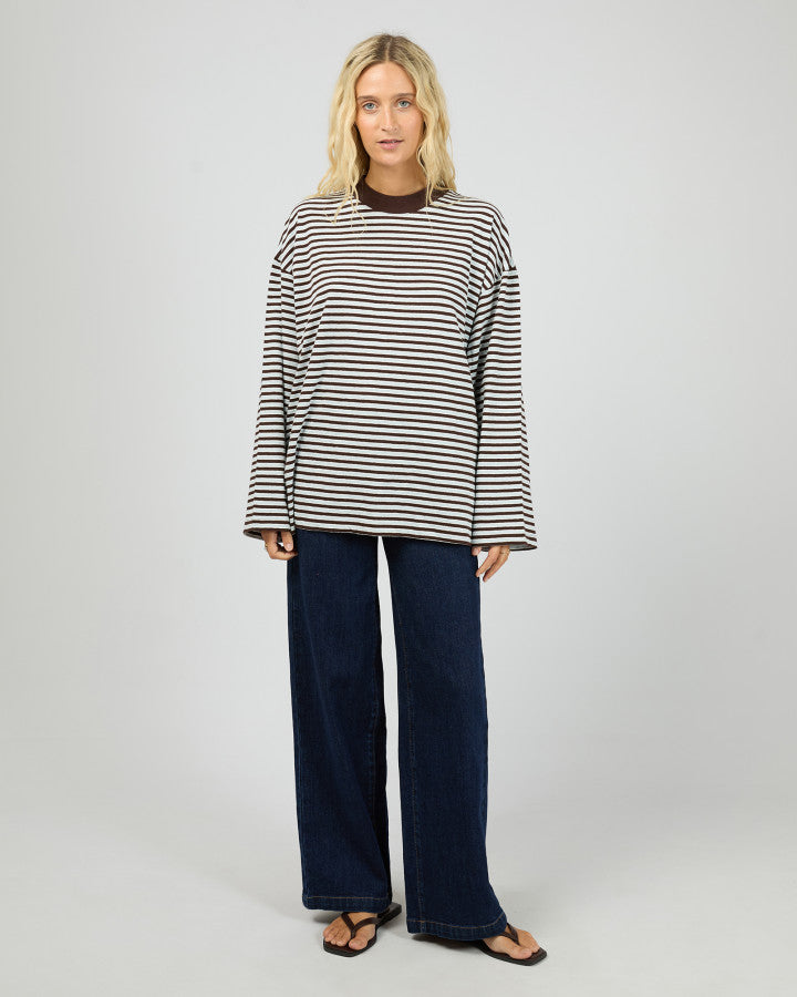 WINNIE LS STRIPE TEE - OCEAN BLUE